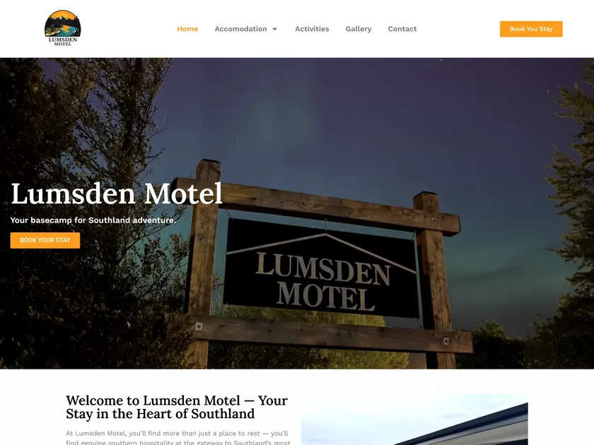 The Lumsden Motel website, designed and built by KY Web