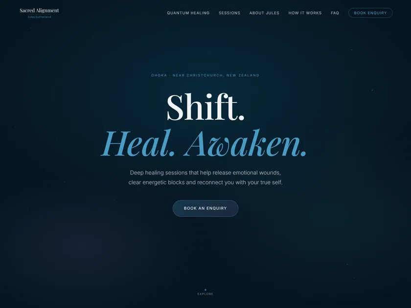 The Sacred Alignment website, designed and built by KY Web