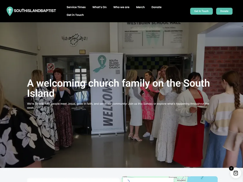 The South Island Baptist Church website, designed and built by KY Web
