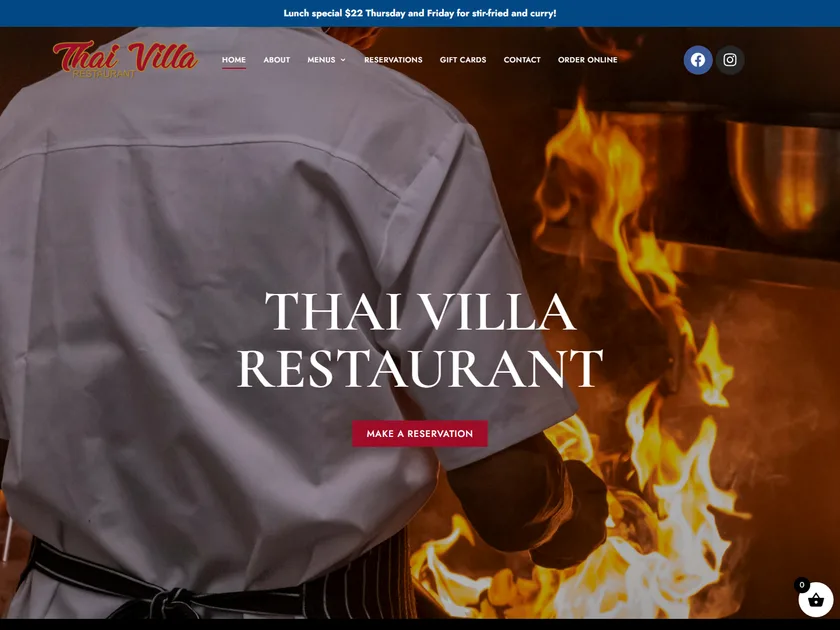 The Thai Villa Whanganui website, designed and built by KY Web