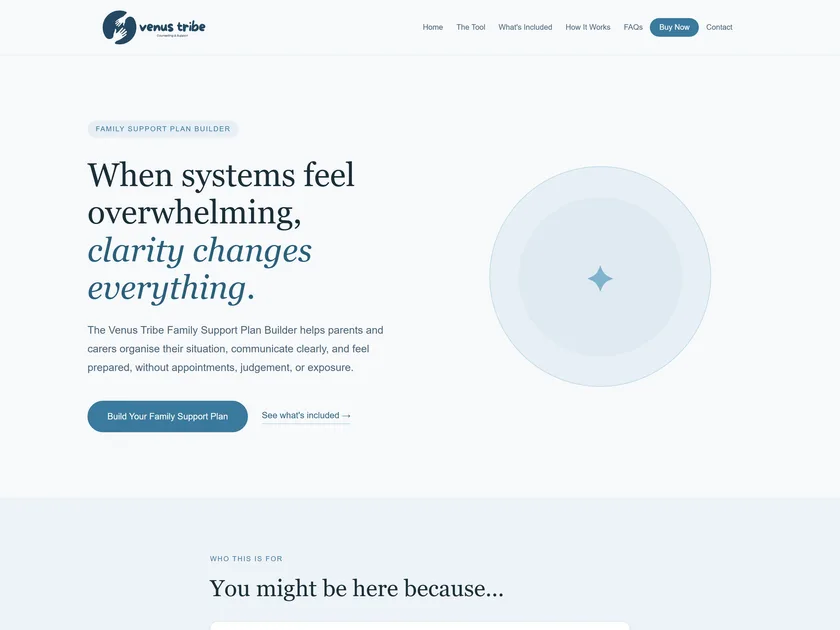 The Venus Tribe website, designed and built by KY Web