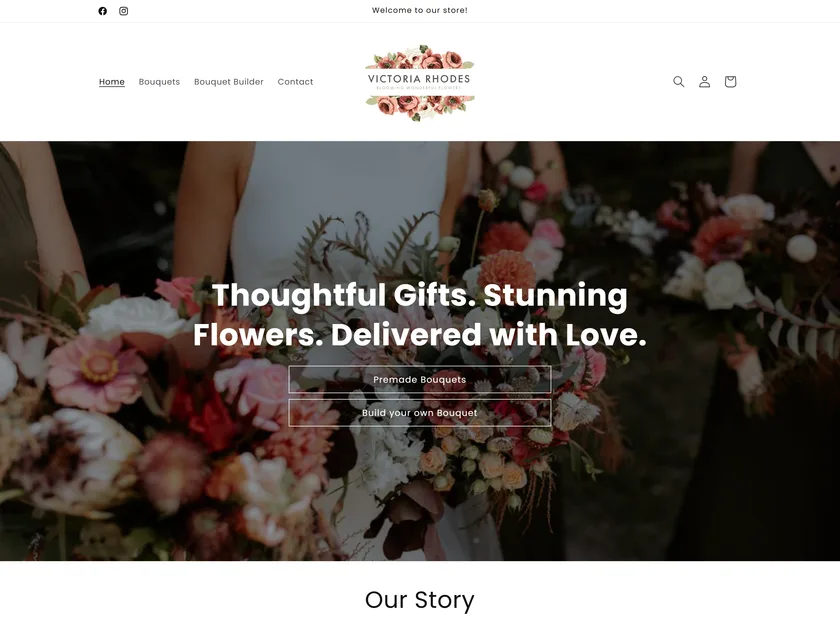 The Victoria Rhodes Flowers website, designed and built by KY Web