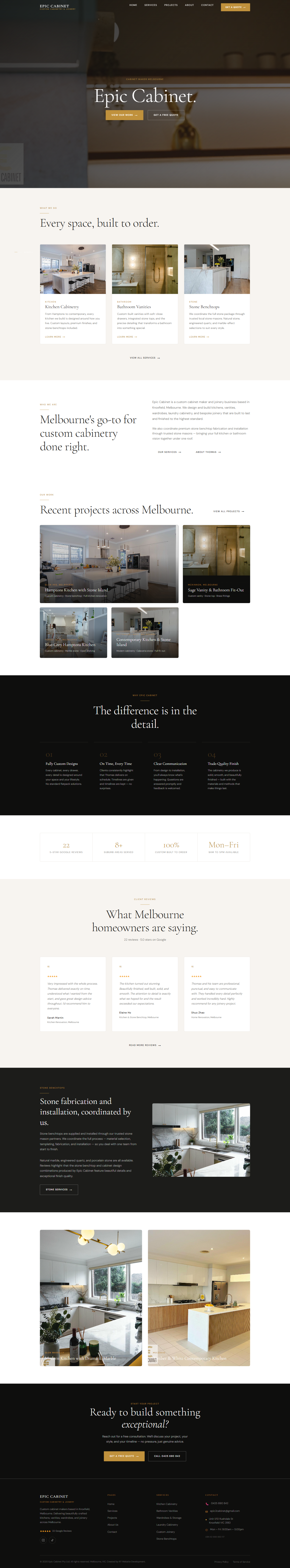 Epic Cabinets website screenshot