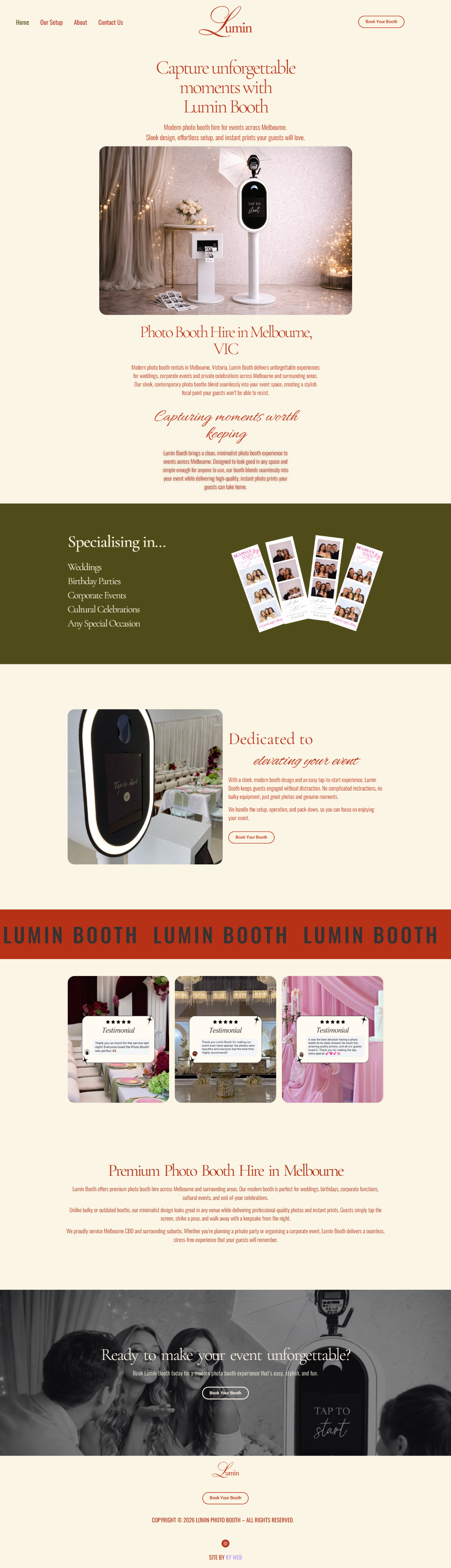 Lumin Booth website screenshot